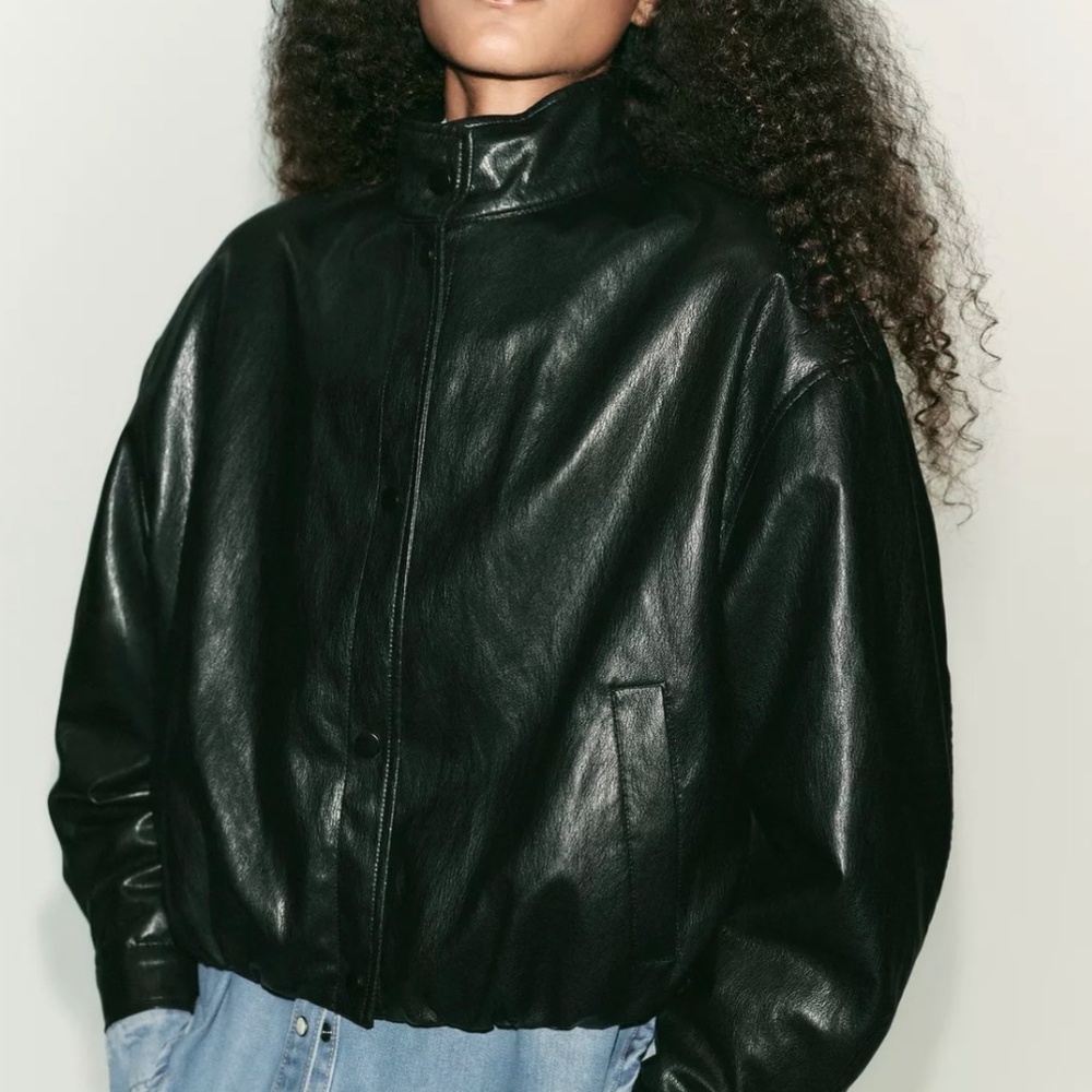Zara Black Leather Jacket - Picture 11 of 11